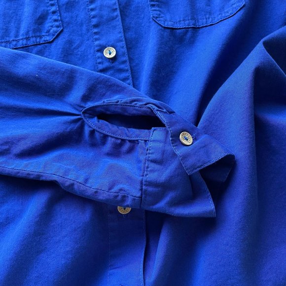 4/$25 Drawstrings of Malibu Long Sleeve Blue Cotton Shirt Travel‎ Wear Women S - Picture 11 of 13